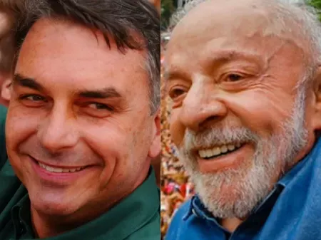 Montagem com Flávio Bolsonaro e Lula, candidatos no segundo turno presidencial